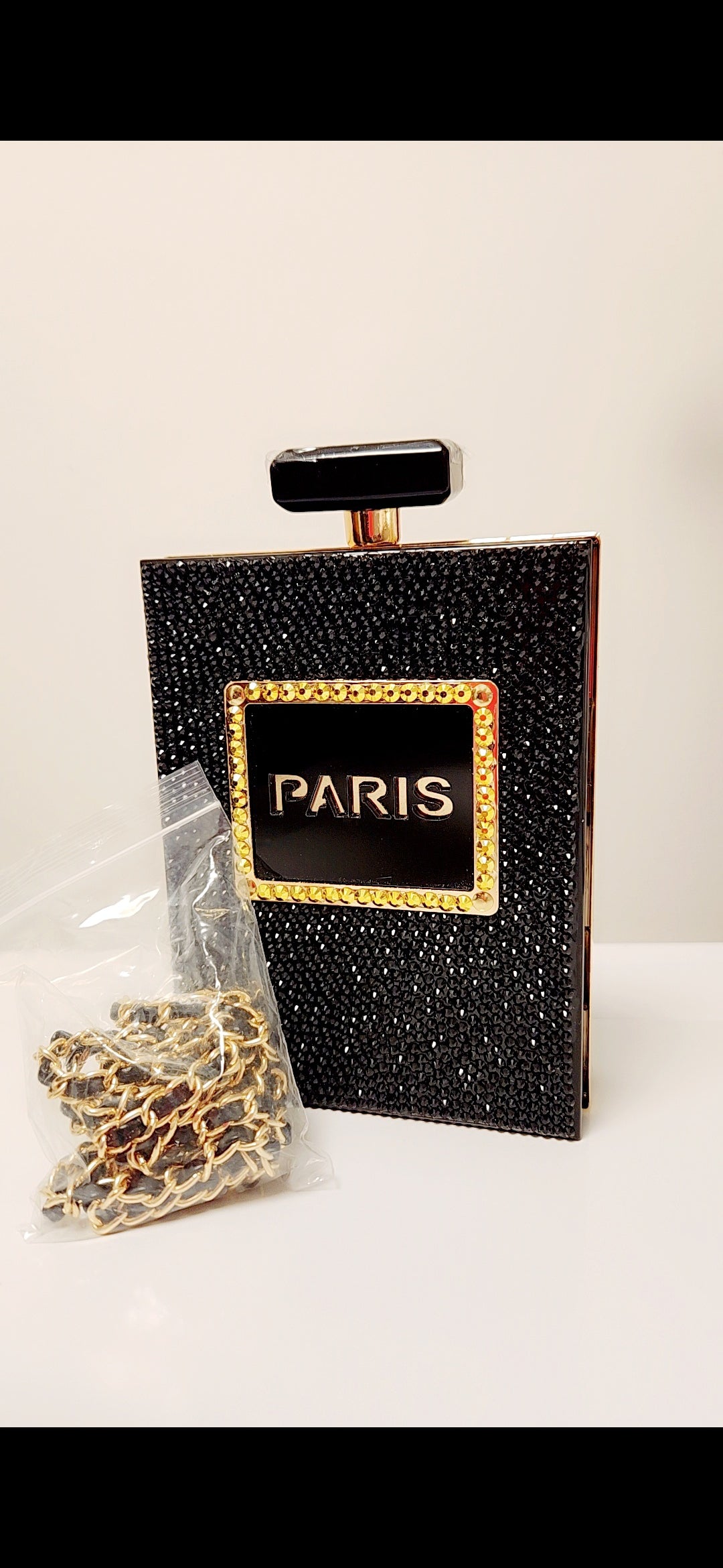 Women Paris Perfume Shaped Clutch